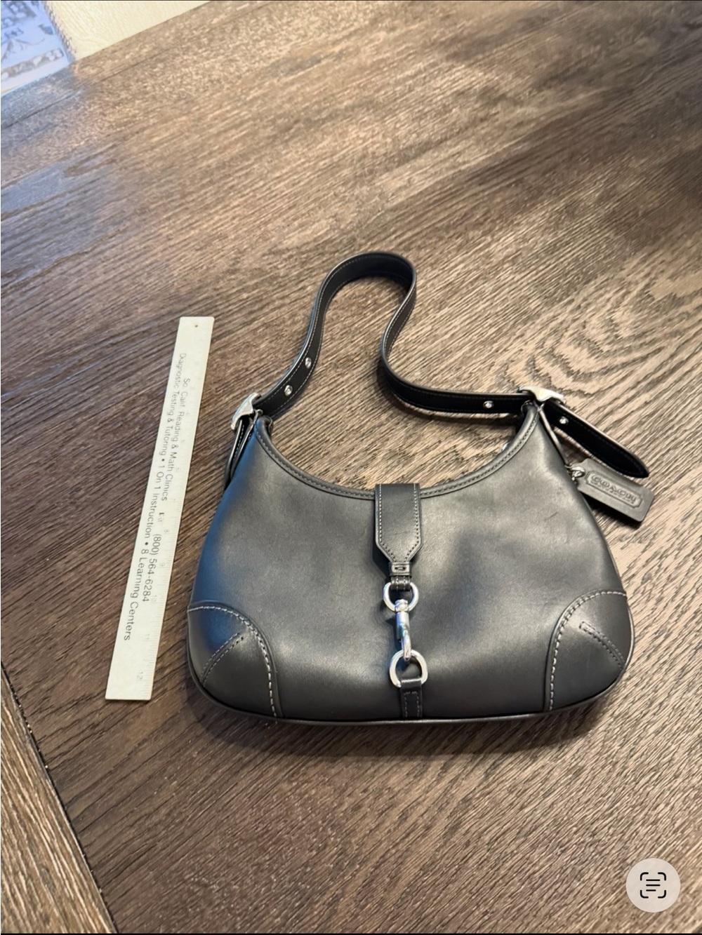 Coach Black Leather Mini Shoulder Bag with Silver Hardware